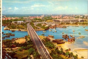 Singapore Merdeka Bridge With National Stadium On The Right