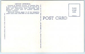 Postcard - Lincoln Memorial, Lincoln State Park - Lincoln City, Indiana 