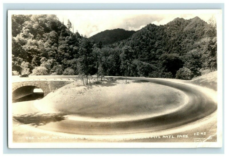 RPPC Real Photo Postcard The Loop New Found Gap Smoky Mts Natl. Park TN P7 