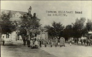 WWI German Military Band in Belgium c1915 Real Photo Postcard