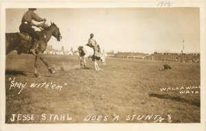 RPPC Black Cowboy Jesse Stahl Stunt Riding Walla Walla WA 1915 African American