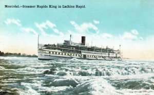 Vintage Postcard Steamer Rapids King In Lachine Rapid Montreal Canada