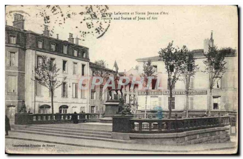 Old Postcard Lafayette Square NANCY statue Joan of Arc