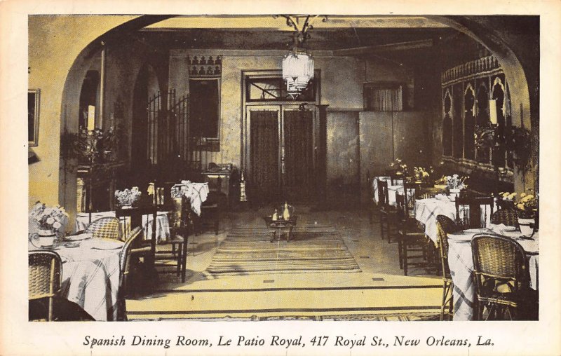 Spanish Dining Room, New Orleans, Louisiana, Early Postcard, Unused