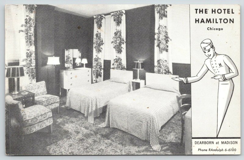 Chicago Illinois~Hotel Hamilton~Dearborn at Madison~Drawn Porter Shows Room~1954 