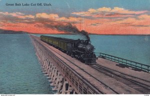 SALT LAKE CITY, Utah, PU-1916; Great Salt Lake Cut Off, Train