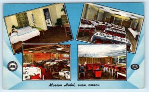 SALEM, Oregon OR ~ Roadside MARION HOTEL c1940s Linen Postcard