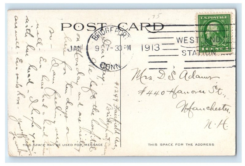 1913 St. Vincent's Hospital, Bridgeport Connecticut CT Posted Postcard 