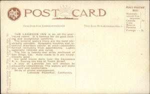 Lakeside California CA Lakeside Inn c1910 Vintage Postcard