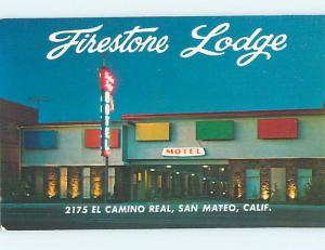 Unused Pre-1980 FIRESTONE LODGE MOTEL San Mateo California CA J7126