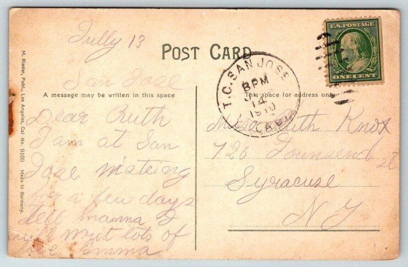 1910  San Jose  California    Postcard