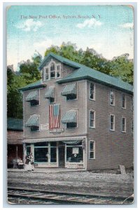 c1910 The New Post Office US Flag Sylvan Beach NY Antique Unposted Postcard 