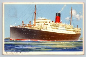 Cunard RMS Franconia Ocean Liner Postcard 1954 Posted England to USA