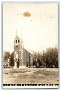 c1910's Catholic Church Columbus Nebraska NE RPPC Photo Posted Antique Postcard