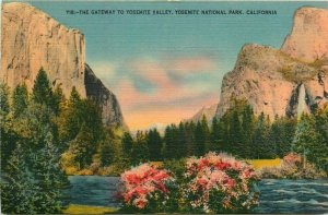 Gateway To Yosemite Valley Yosemite National Park California Vtg Linen Postcard