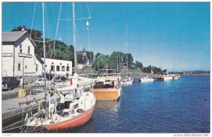 MANITOULIN ISLAND, Ontario, Canada; View at Little Current, Sail Boat, 40-60s