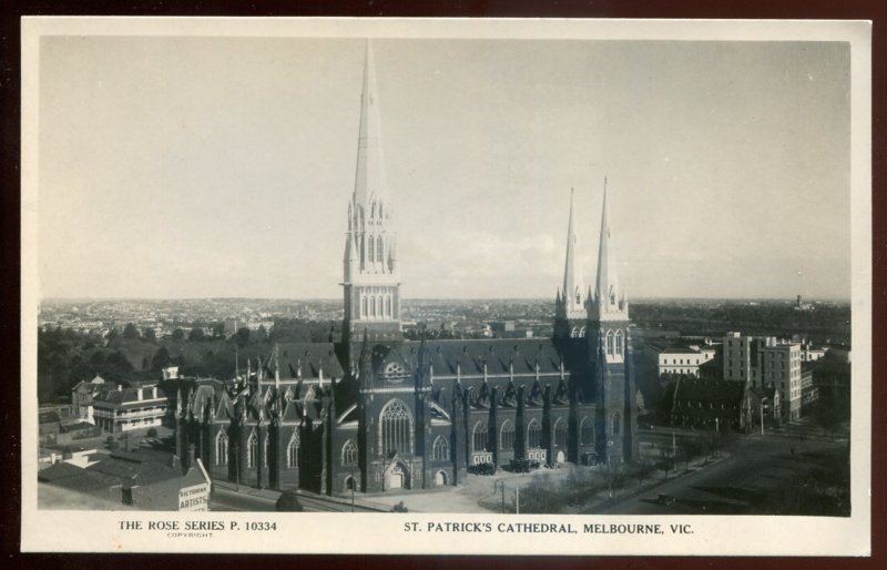 h2138 - AUSTRALIA Melbourne 1940s St. Patrick's Cathedral. Real Photo Postcard