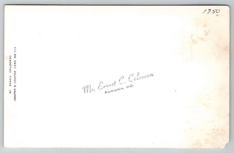 RPPC Timberline Mt Evans Colorado Cooper & Cooper Postcard H29