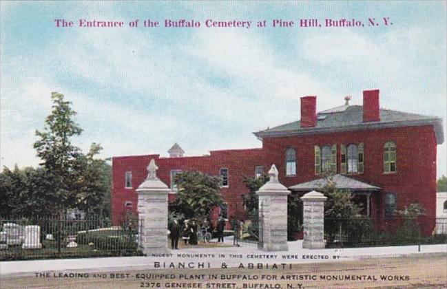 New York Buffalo Entrance Of Buffalo Cemetery At Pine Hill BIanchi & Abbiata ...