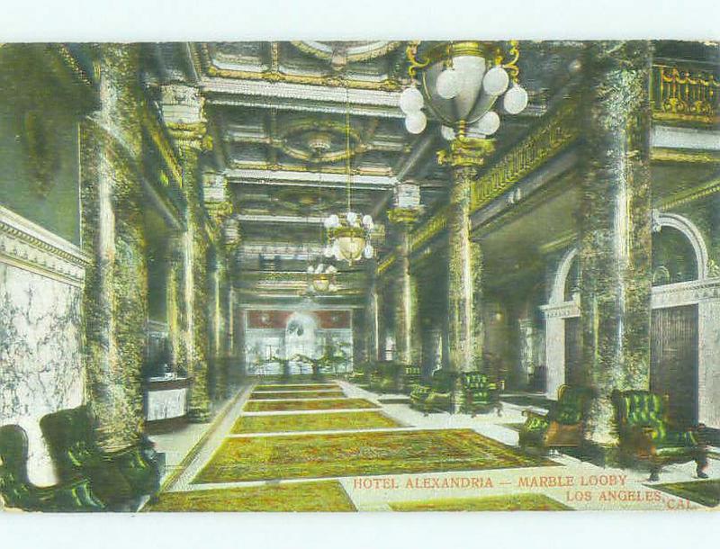 Divided Back MARBLE LOBBY AT ALEXANDRIA HOTEL Los Angeles California CA HQ5269