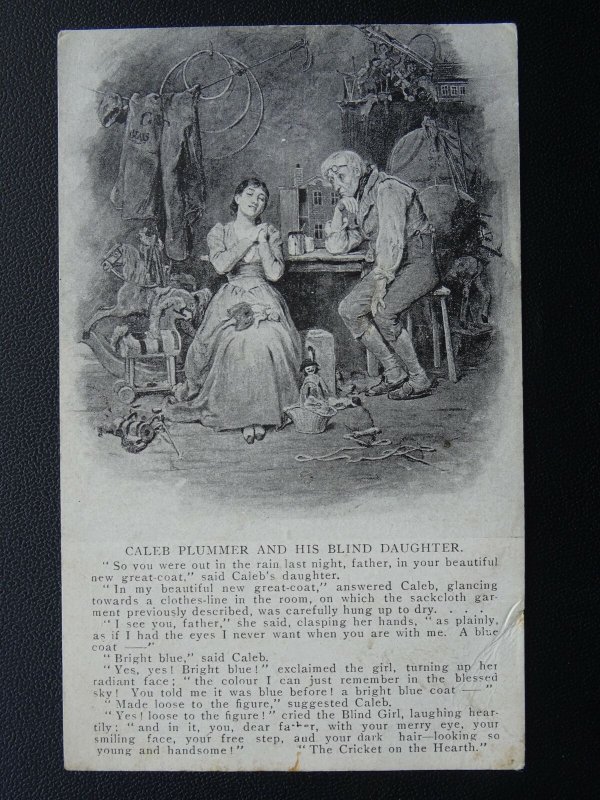 Charles Dickens TOY MAKER Caleb Plummer and his Blind Daughter Old Postcard