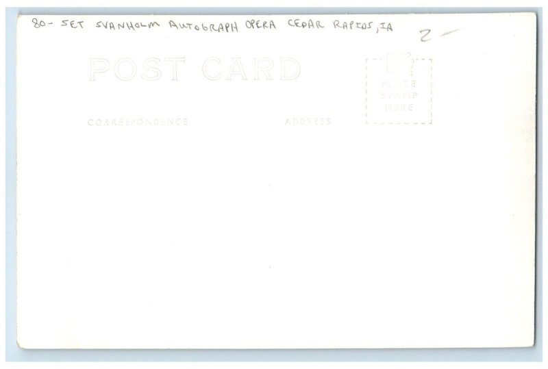 c1940's Set Svanholm Autograph Opera Cedar Rapids Iowa IA RPPC Photo Postcard