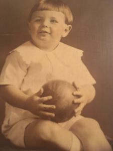 Antique Portrait Photo, Hartsook Studio Little Boy, Toddler holding ball