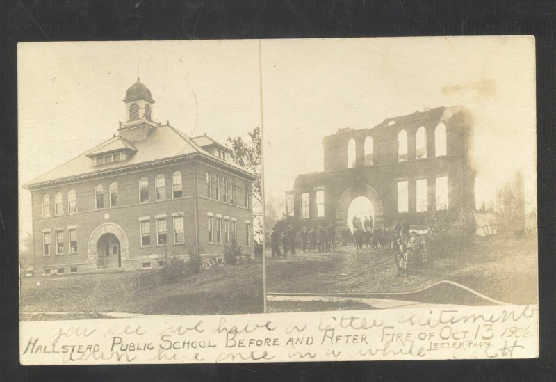 RPPC HALLSTEAD PENNSYLVANIA PA. SCHOOL FIRE DISASTER AFTER REAL PHOTO POSTCARD