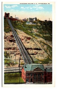 VTG Duquesne Incline, Inclined Railway, Ad on Hill, Pittsburgh, PA Postcard