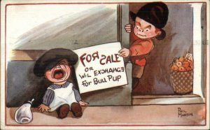 Cute Kids - Rouch Boy Tries to Sell His Little Brother PHIL MARTIN Postcard