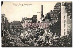 Old Postcard Arras Rue Des Grands Vieziers Army