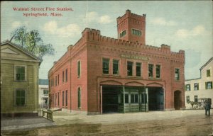 Springfield MA Walnut Street Fire Station c1910 Postcard