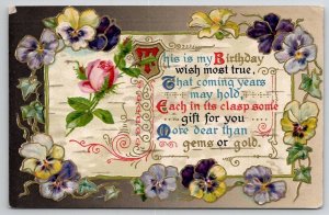 Birthday Poem And Pansies To Davidson Long Pine NE Postcard A34