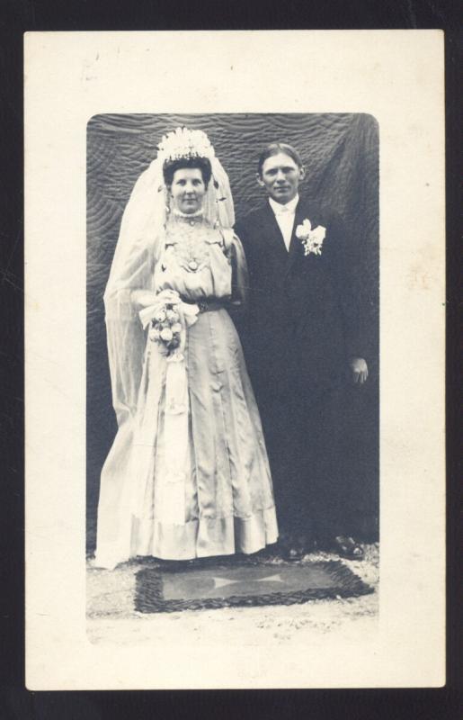 RPPC VERSAILLES MISSOURI COSSAINT WEDDING BRIDE GROOM REAL PHOTO POSTCARD