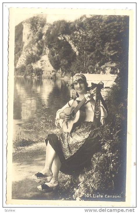 RP: Woman with guitar , Liete Canzoni , Switzerland, 00-10s