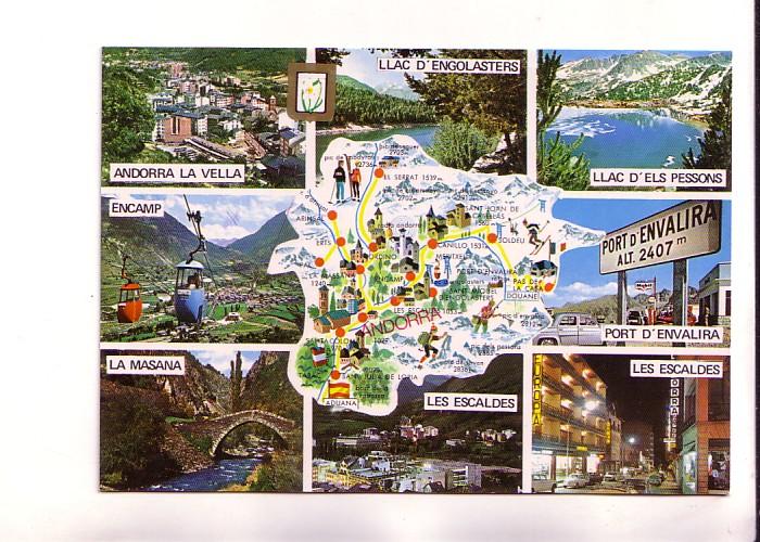 Eightview and Center Map of Valls D'Andorra France and Spain