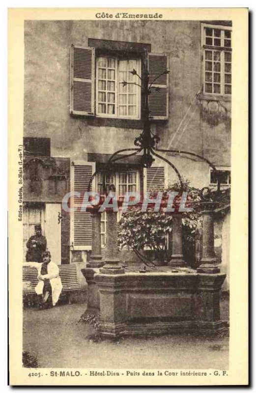 Old Postcard St Malo Hotel Dieu Well In Court Interieure