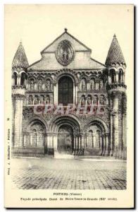 Old Postcard Poitiers Facade princlpale West Notre Dame La Grande