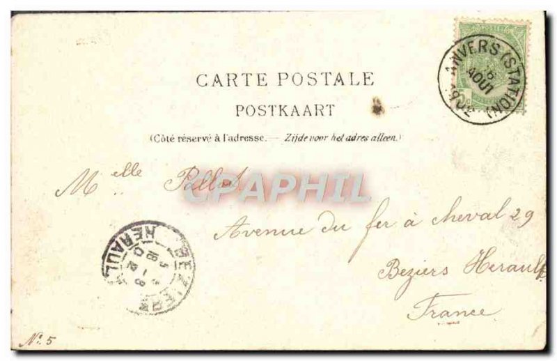 Old Postcard Panorama Antwerp