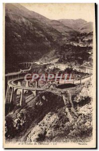 Old Postcard Route Menton Sospel The valley of Carei and viaduct Caramel