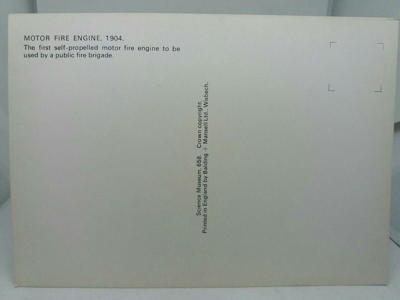 Vintage Postcard First Motor Fire Engine used by Public Fire Brigade 1904