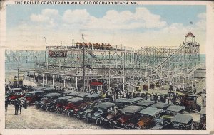 Old Orchard Beach ME, OOB 1922 AMUSEMENT PARK, Roller Coaster, Whip Ride, Cars