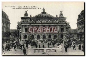 Old Postcard Paris l & # 39Opera and Metro Station