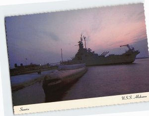 M-213440 USS Alabama & USSS Drum Sunrise Over Mobile Alabama USA