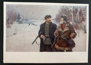 Mint 1966 USSR Russia Color Artist Picture Postcard 1914 Vladimir Lenin Hunting