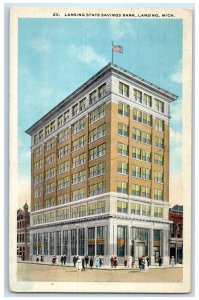 1923 Exterior Lansing State Savings Bank Building Lansing Michigan MI Postcard