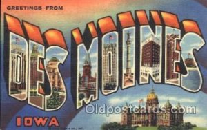 Des Moines, Iowa, USA Large Letter Town Unused 