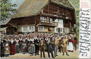 Bauern-Hochzeit Schwarzwald Musicians Germany Folklore Postcard G91