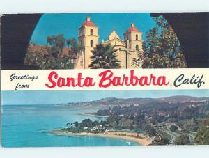 Pre-1980 TWO VIEWS ON CARD Santa Barbara California CA ho7700