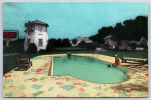 Historic Natchez Mississippi MS Windmill Motel Court Pool & Cottages Postcard